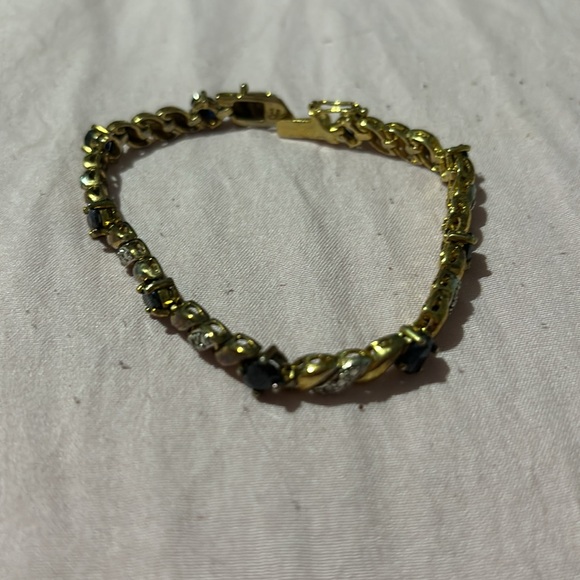14K Gold sapphire, and diamond bracelet from